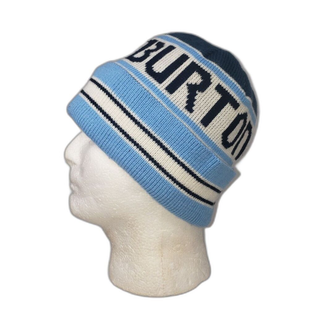 Burton Beanie Winter Hat Blue and White Stripes Unisex